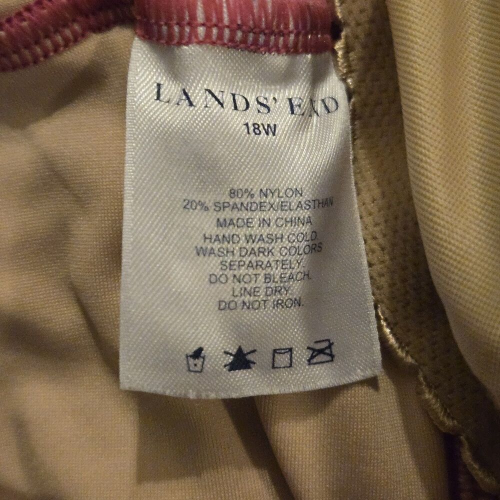 Lands End 1-Piece Bright Pink Swimsuit Swim Dress Size 18 XL Adjustable Straps - Picture 6 of 10